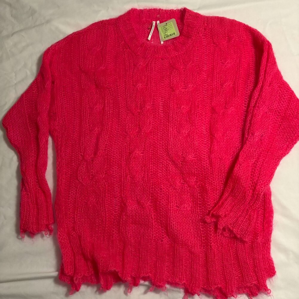 Women's Pink Cable Knit Sweater